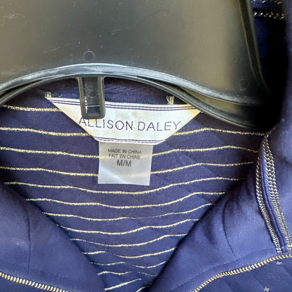 Allison Daley Navy Blue and Gold Thread Medium 2 Piece Set Top and Pants SOFT - Picture 6 of 7